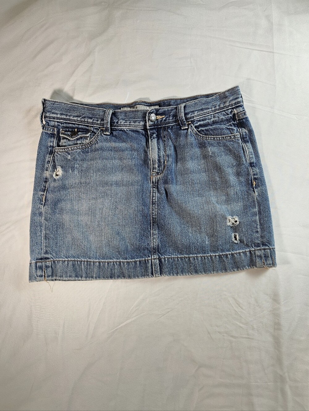 Vintage Old Navy Denim Mini Skirt  Sz 8 Distressed Jean Y2K Western Boho Grunge